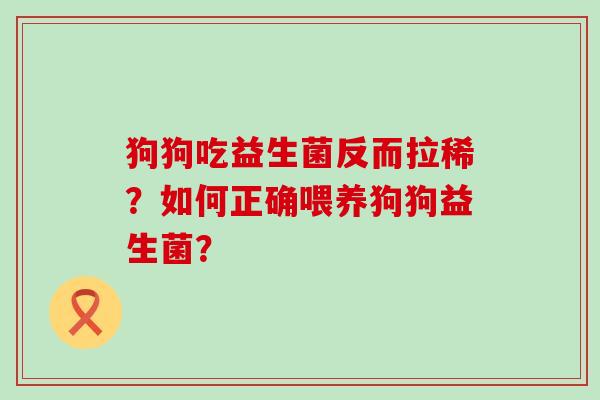 狗狗吃益生菌反而拉稀？如何正确喂养狗狗益生菌？
