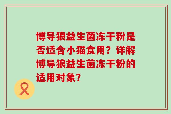 博导狼益生菌冻干粉是否适合小猫食用？详解博导狼益生菌冻干粉的适用对象？