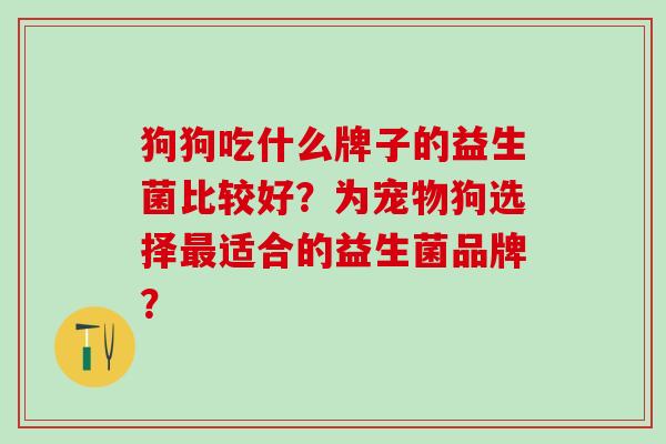 狗狗吃什么牌子的益生菌比较好？为宠物狗选择适合的益生菌品牌？