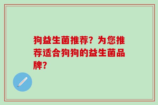狗益生菌推荐？为您推荐适合狗狗的益生菌品牌？