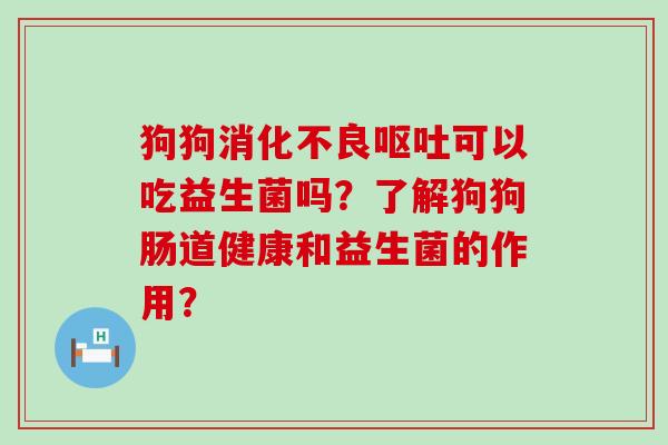 狗狗可以吃益生菌吗?了解狗狗肠道健康和益生菌的作用? 狗狗可以吃益生菌吗?了解狗狗肠道健康和益生菌的作用?