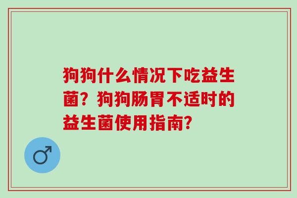 狗狗什么情况下吃益生菌？狗狗肠胃不适时的益生菌使用指南？