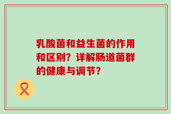 乳酸菌和益生菌的作用和区别？详解肠道菌群的健康与调节？