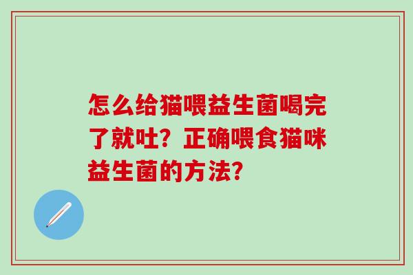 怎么给猫喂益生菌喝完了就吐？正确喂食猫咪益生菌的方法？