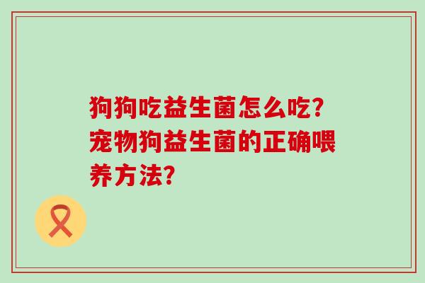 狗狗吃益生菌怎么吃？宠物狗益生菌的正确喂养方法？