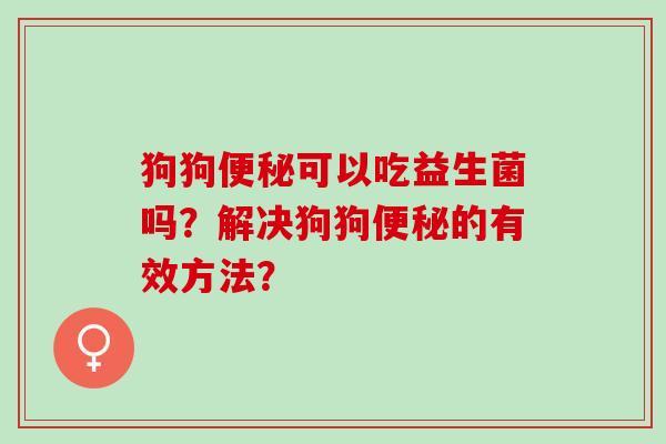 狗狗可以吃益生菌吗？解决狗狗的有效方法？