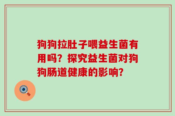 狗狗拉肚子喂益生菌有用吗？探究益生菌对狗狗肠道健康的影响？