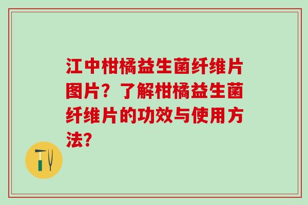 江中柑橘益生菌纤维片图片？了解柑橘益生菌纤维片的功效与使用方法？