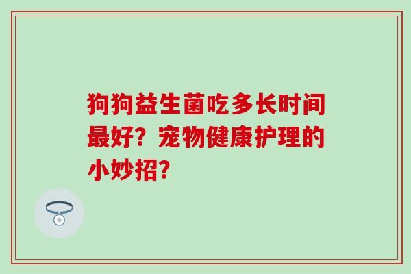 狗狗益生菌吃多长时间好？宠物健康护理的小妙招？