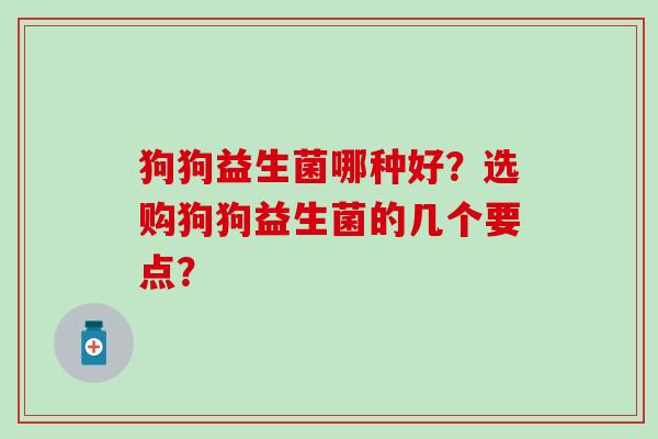 狗狗益生菌哪种好？选购狗狗益生菌的几个要点？