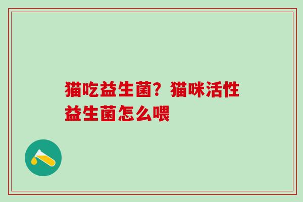 猫吃益生菌？猫咪活性益生菌怎么喂