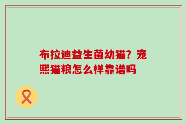 布拉迪益生菌幼猫？宠熙猫粮怎么样靠谱吗
