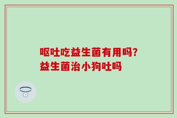 吃益生菌有用吗？益生菌小狗吐吗