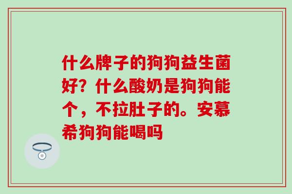 什么牌子的狗狗益生菌好？什么酸奶是狗狗能个，不拉肚子的。安慕希狗狗能喝吗