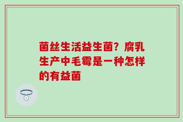 菌丝生活益生菌？腐乳生产中毛霉是一种怎样的有益菌