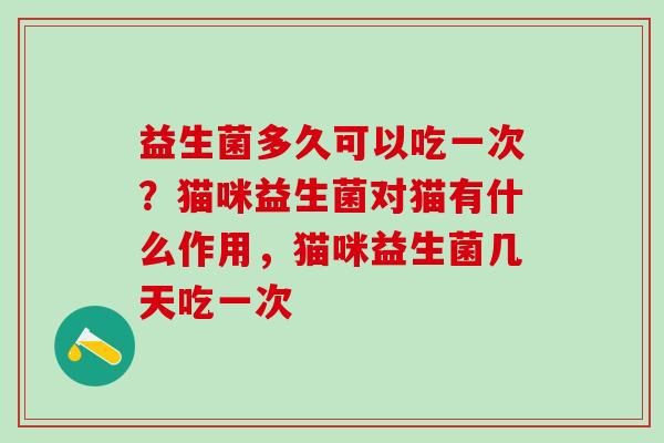 益生菌多久可以吃一次？猫咪益生菌对猫有什么作用，猫咪益生菌几天吃一次