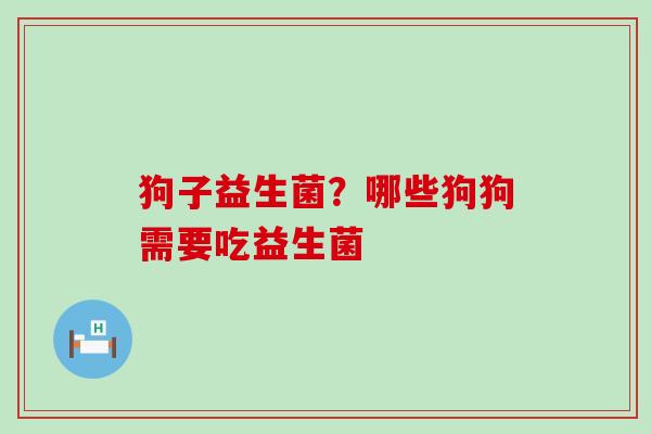 狗子益生菌？哪些狗狗需要吃益生菌