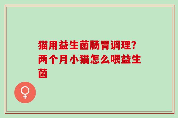 猫用益生菌肠胃调理？两个月小猫怎么喂益生菌