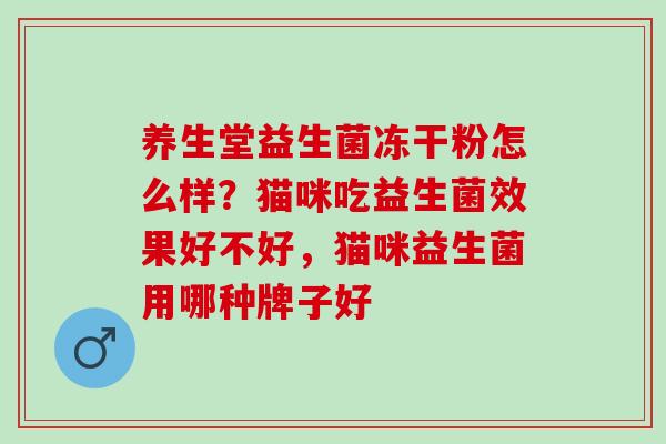 养生堂益生菌冻干粉怎么样？猫咪吃益生菌效果好不好，猫咪益生菌用哪种牌子好