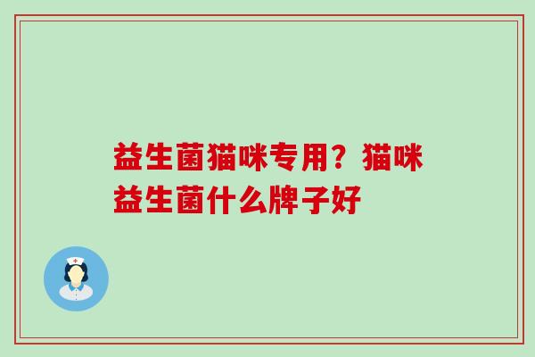 益生菌猫咪专用？猫咪益生菌什么牌子好