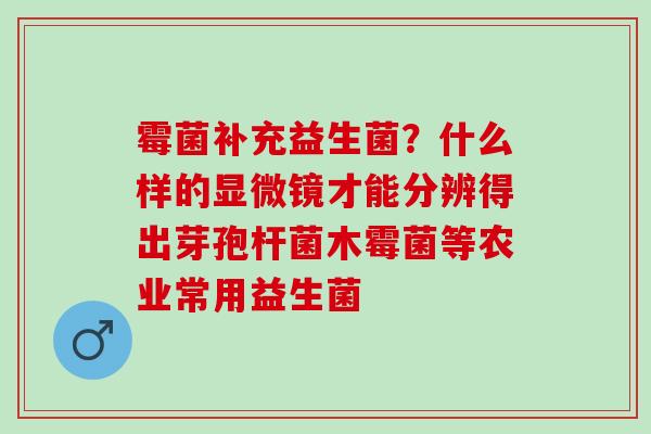 霉菌补充益生菌？什么样的显微镜才能分辨得出芽孢杆菌木霉菌等农业常用益生菌