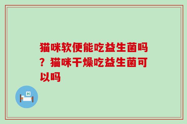 猫咪软便能吃益生菌吗？猫咪干燥吃益生菌可以吗
