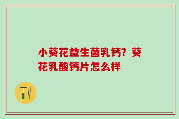 小葵花益生菌乳钙？葵花乳酸钙片怎么样