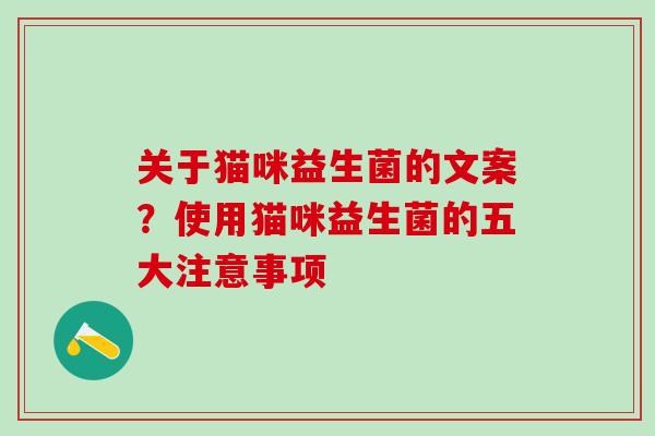 关于猫咪益生菌的文案？使用猫咪益生菌的五大注意事项