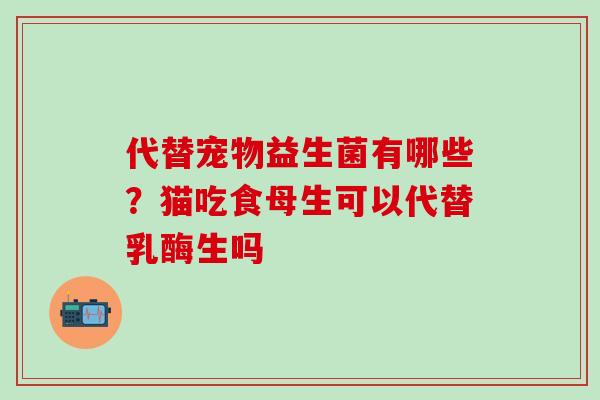 代替宠物益生菌有哪些？猫吃食母生可以代替乳酶生吗