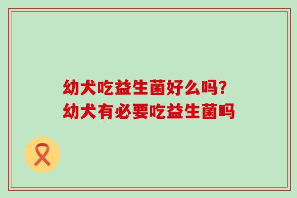 幼犬吃益生菌好么吗？幼犬有必要吃益生菌吗