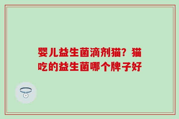 婴儿益生菌滴剂猫？猫吃的益生菌哪个牌子好