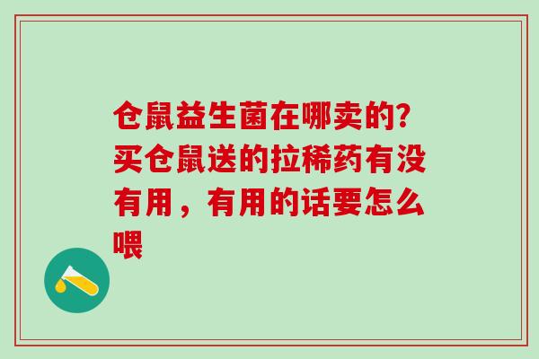 仓鼠益生菌在哪卖的？买仓鼠送的拉稀药有没有用，有用的话要怎么喂
