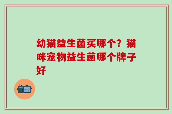 幼猫益生菌买哪个？猫咪宠物益生菌哪个牌子好