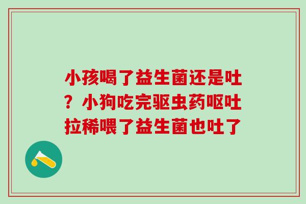 小孩喝了益生菌还是吐？小狗吃完驱虫药拉稀喂了益生菌也吐了