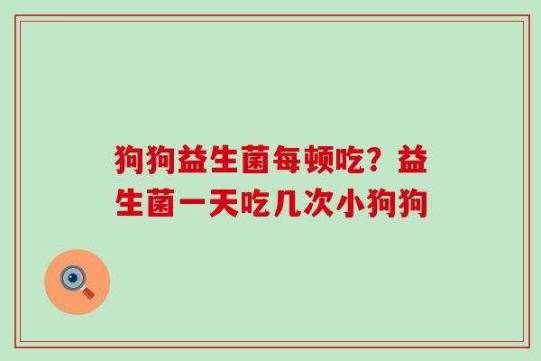 狗狗益生菌每顿吃？益生菌一天吃几次小狗狗