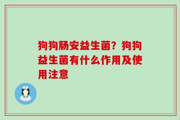 狗狗肠安益生菌？狗狗益生菌有什么作用及使用注意