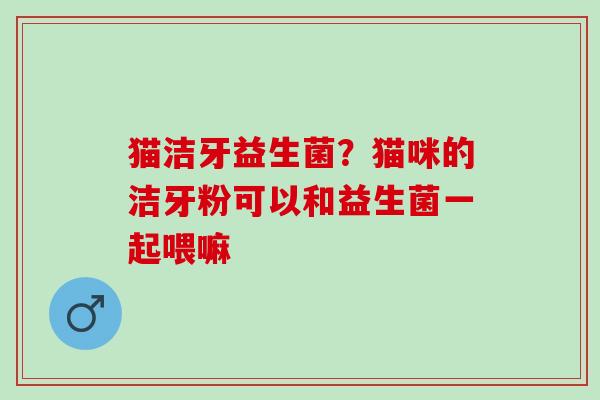 猫洁牙益生菌？猫咪的洁牙粉可以和益生菌一起喂嘛
