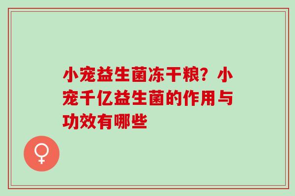 小宠益生菌冻干粮?小宠千亿益生菌的作用与功效有哪些 小宠益生菌冻干粮?小宠千亿益生菌的作用与功效有哪些