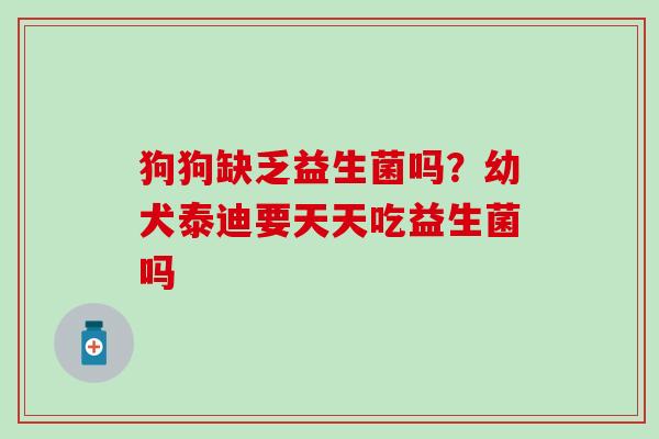 狗狗缺乏益生菌吗？幼犬泰迪要天天吃益生菌吗