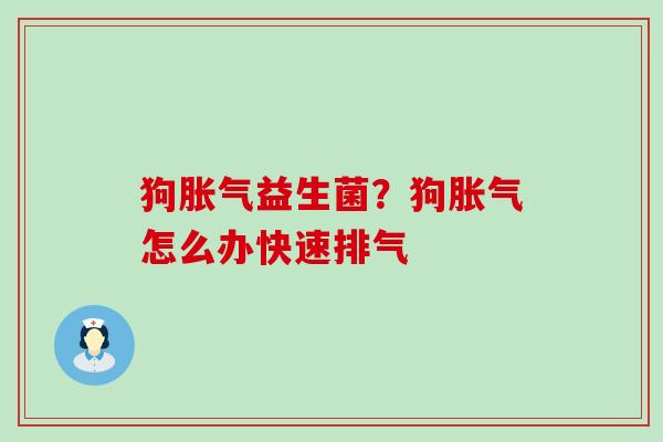 狗益生菌？狗怎么办快速排气