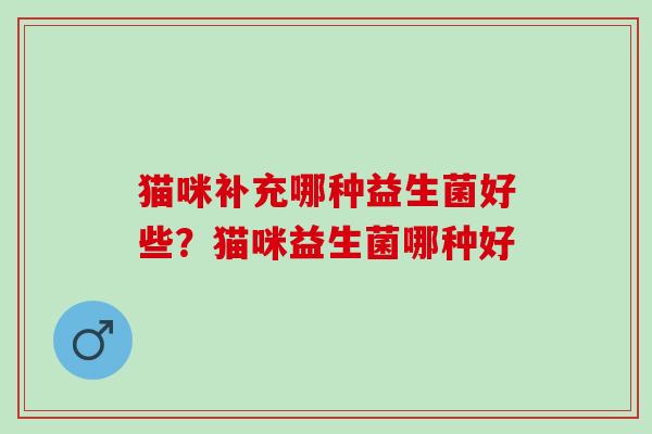 猫咪补充哪种益生菌好些？猫咪益生菌哪种好