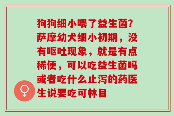 狗狗细小喂了益生菌？萨摩幼犬细小初期，没有现象，就是有点稀便，可以吃益生菌吗或者吃什么止泻的药医生说要吃可林目