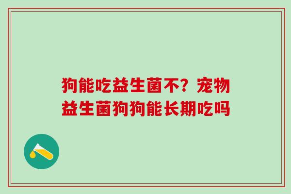 狗能吃益生菌不？宠物益生菌狗狗能长期吃吗