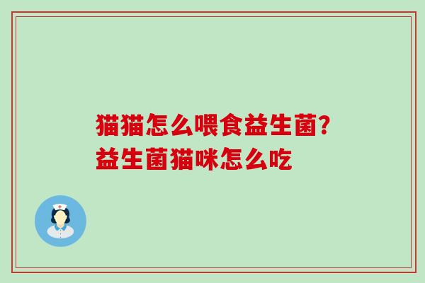 猫猫怎么喂食益生菌？益生菌猫咪怎么吃