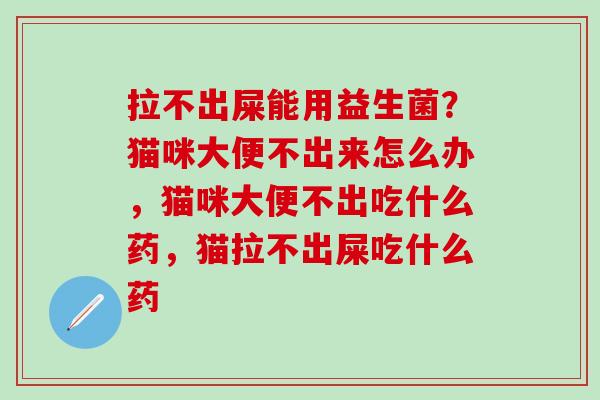 拉不出屎能用益生菌？猫咪大便不出来怎么办，猫咪大便不出吃什么药，猫拉不出屎吃什么药