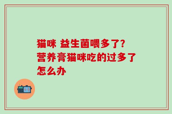 猫咪 益生菌喂多了？营养膏猫咪吃的过多了怎么办