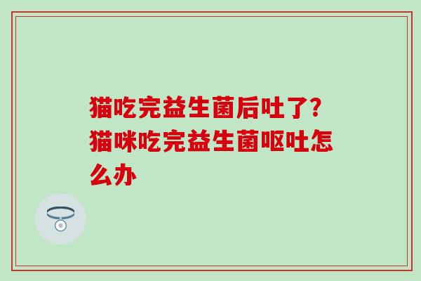 猫吃完益生菌后吐了？猫咪吃完益生菌怎么办