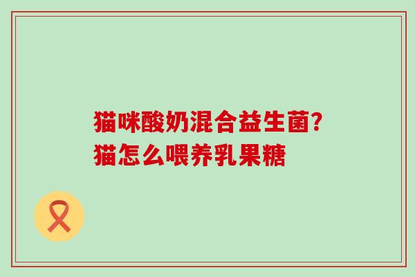 猫咪酸奶混合益生菌？猫怎么喂养乳果糖