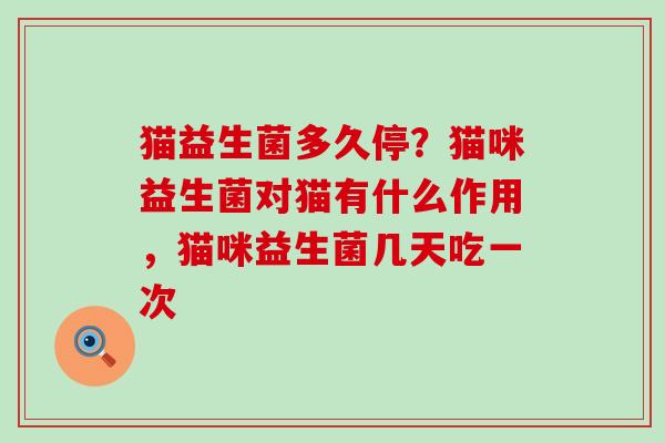 猫益生菌多久停?猫咪益生菌对猫有什么作用,猫咪益生菌几天吃一次 猫益生菌多久停?猫咪益生菌对猫有什么作用,猫咪益生菌几天吃一次