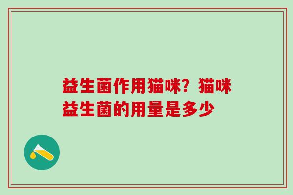 益生菌作用猫咪？猫咪益生菌的用量是多少